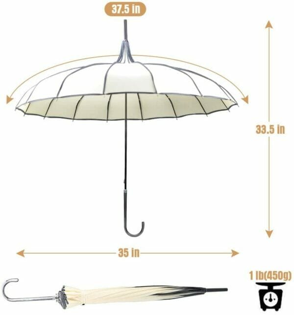 White pagoda peak fashion umbrella measurements