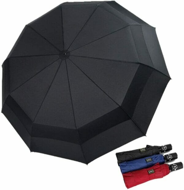 black folding umbrella