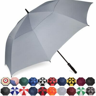 Grey auto open double canopy golf umbrella with EVA cushion grip