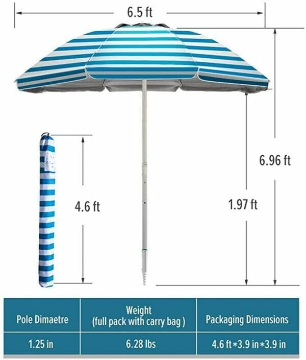 beach umbrella sizing measurements