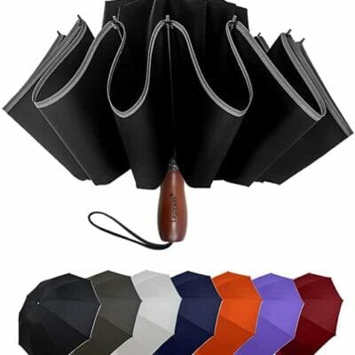 black inverted folding umbrella