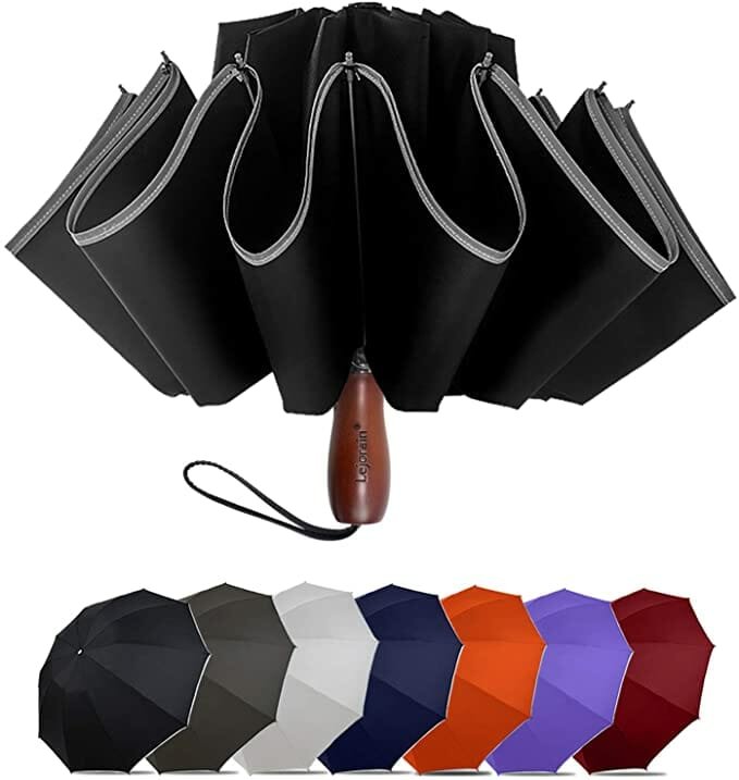 black inverted folding umbrella