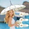 Woman holding white pagoda peak fashion umbrella