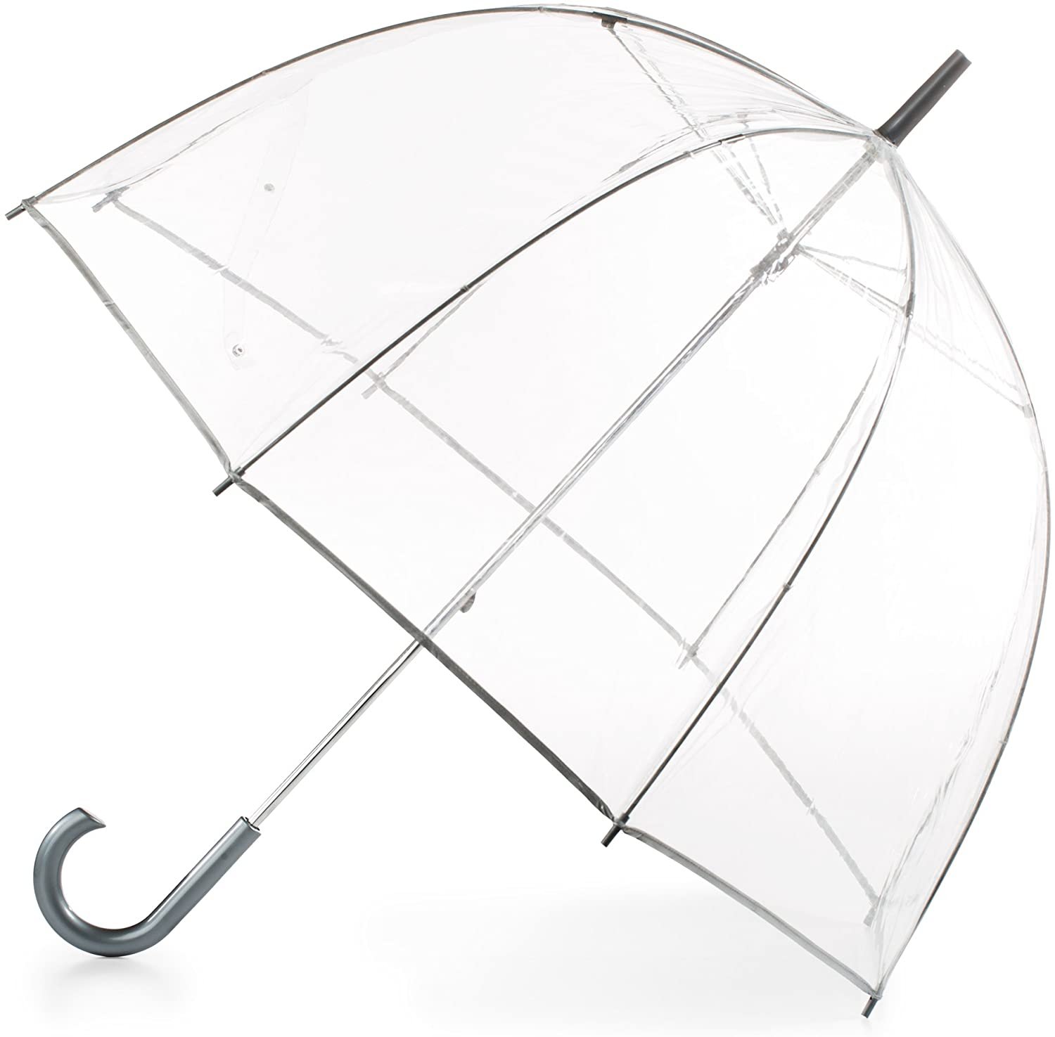 Transparent birdcage umbrella with silver handle
