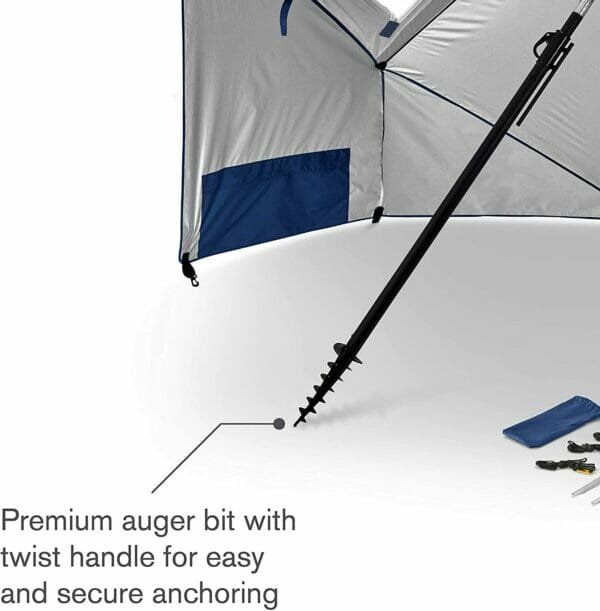 sand anchor for the UPF50+ beach umbrella with sides for sun and rain