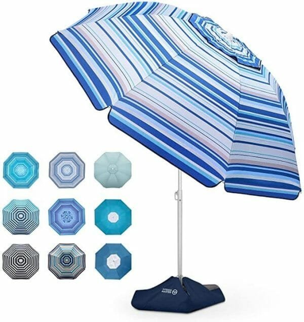 A Double Layer 160g Polyester Beach Umbrella | ARDECO with six different colors.