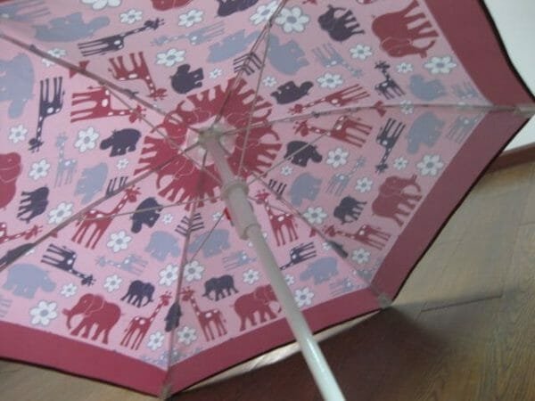 A 1.2M Polyester Beach Umbrella with animals on it.