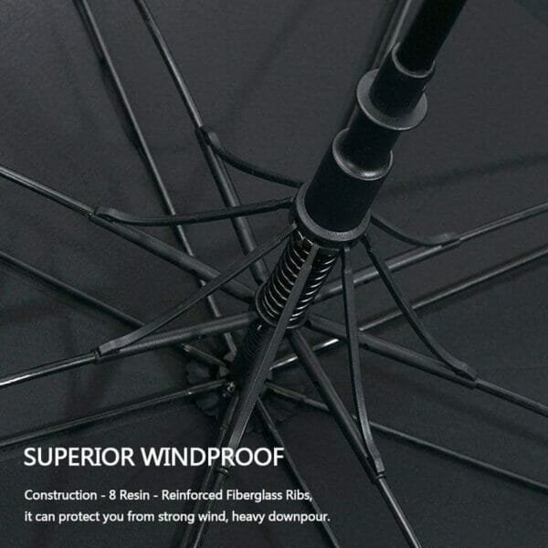 A 32inch Double Layer Golf Umbrella with the words superior windproof.