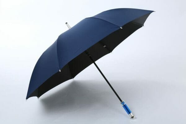 a blue umbrella in the rain