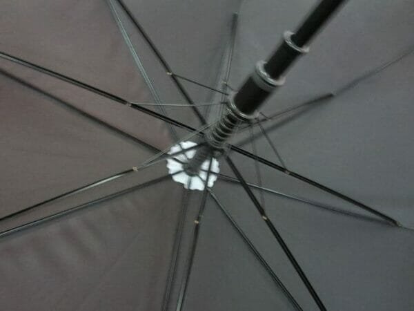 A close up of a 25inch Cheap Golf Umbrella with a black handle.