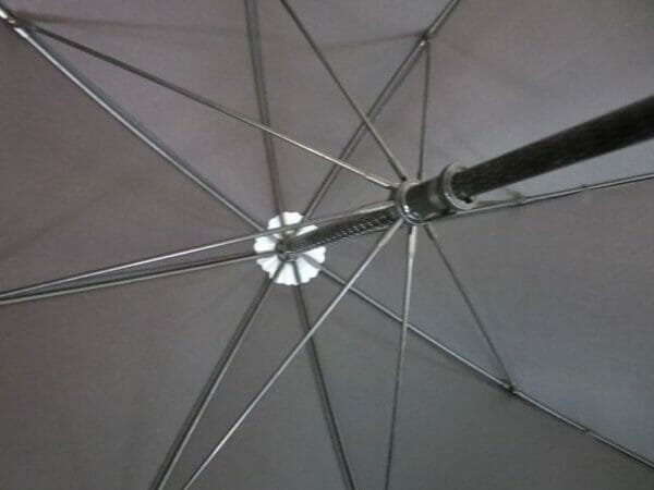 A close up view of a 30inch Manual Open Golf Umbrella with metal poles.