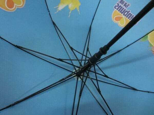 A 30in Single Layer Auto Golf Umbrella with a cartoon design on it.