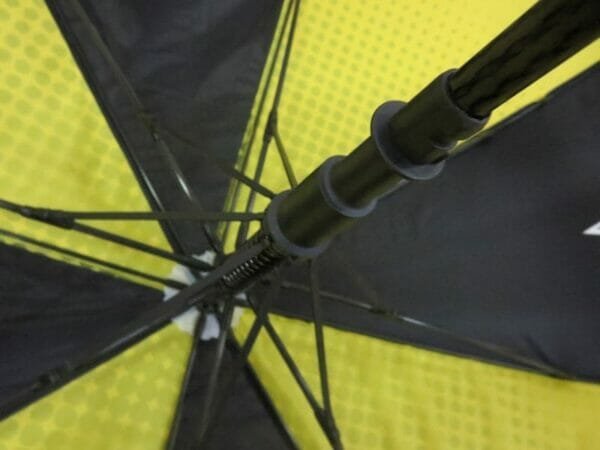 A close up of a yellow and black 30inch Double Layer Golf Umbrella 190T.