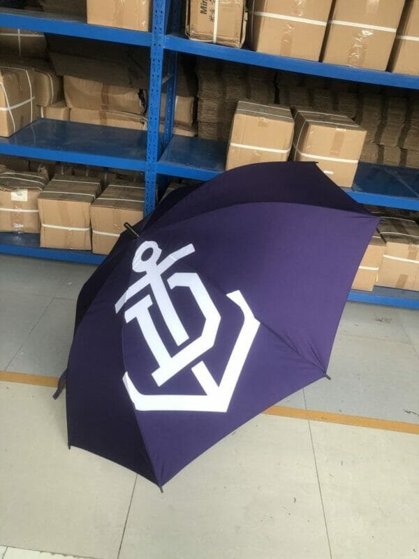 A 30in 280T Single Layer Auto Golf Umbrella with an anchor logo on it.