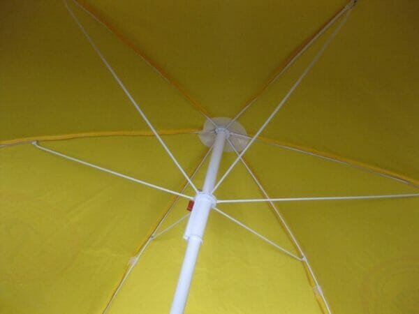 A 1.6m PVC Beach Umbrella with a white handle.