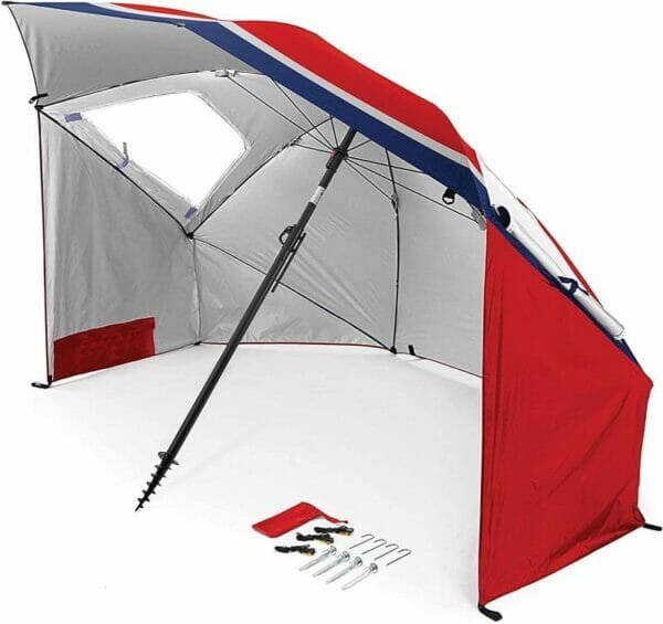 a tent in the background