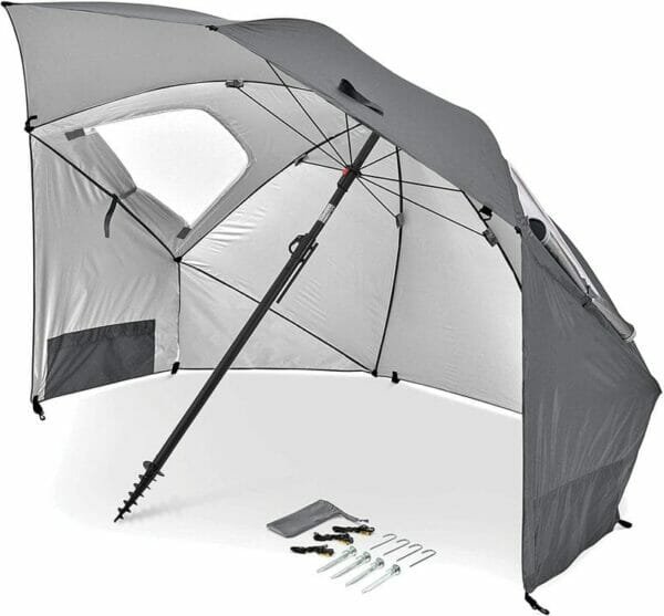 a tent in the background