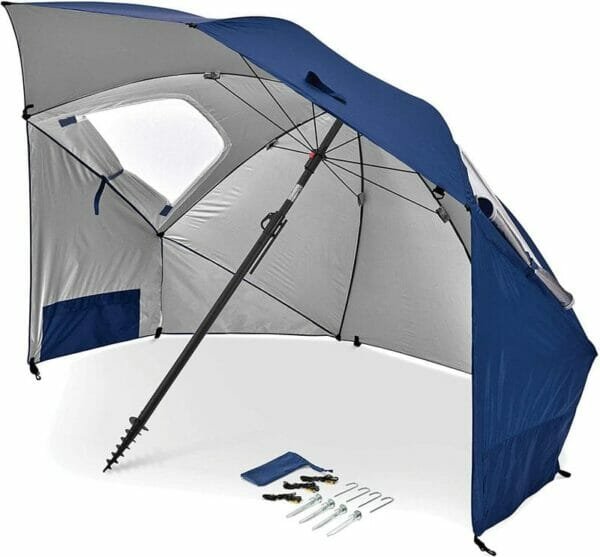 a tent in the background