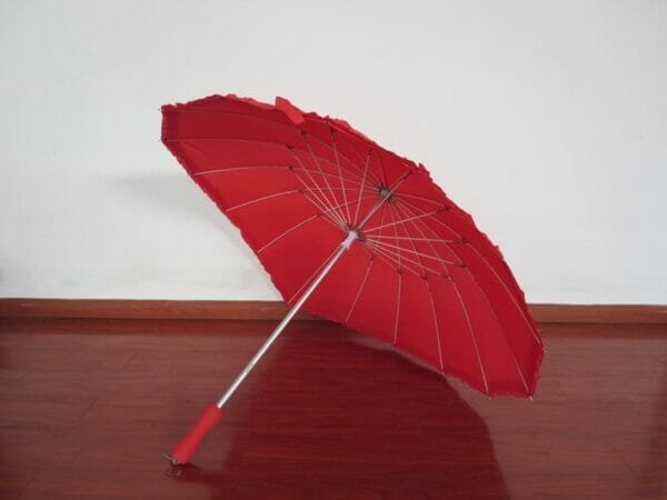 a large pink umbrella