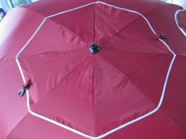 a large pink umbrella