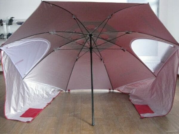 a large pink umbrella
