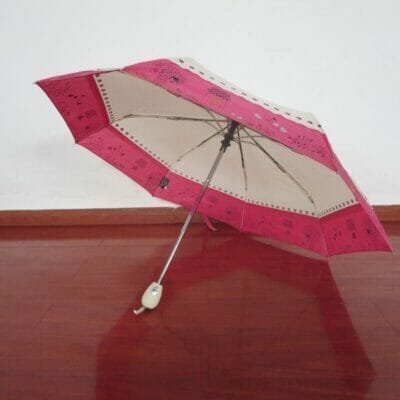 a large pink umbrella