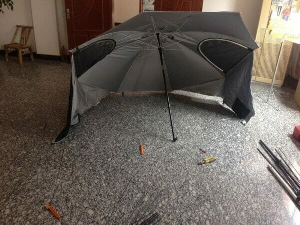 an umbrella lying on the floor