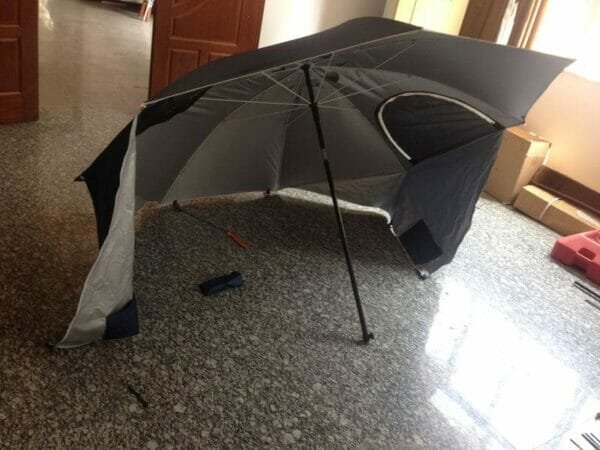 an umbrella sitting on the floor