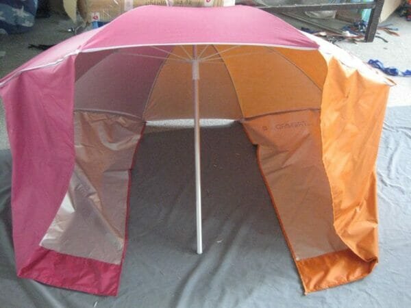 a large pink umbrella