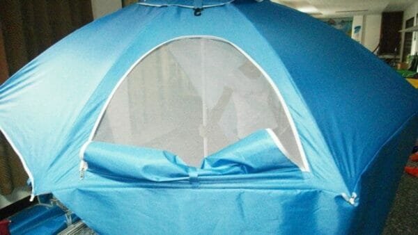 a blue tent